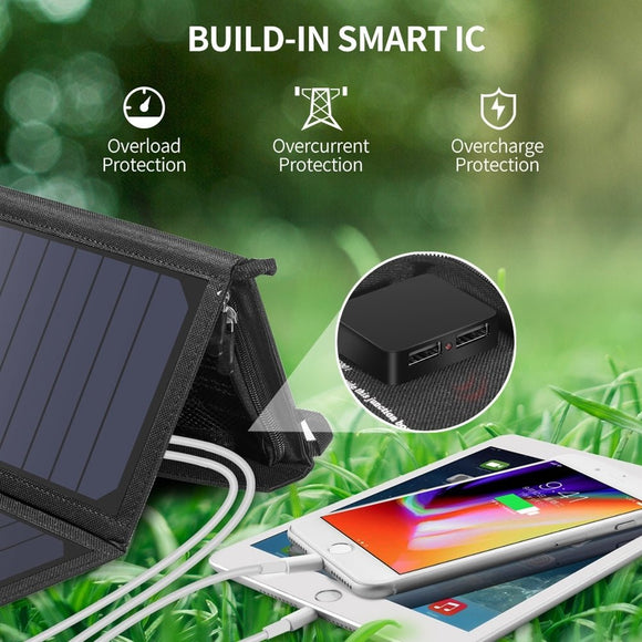 CHOETECH SC001 19W Portable Solar Panel Charger SunPower Panels Dual USB Charger for Camping/RV/Outdoors - RnR Galore