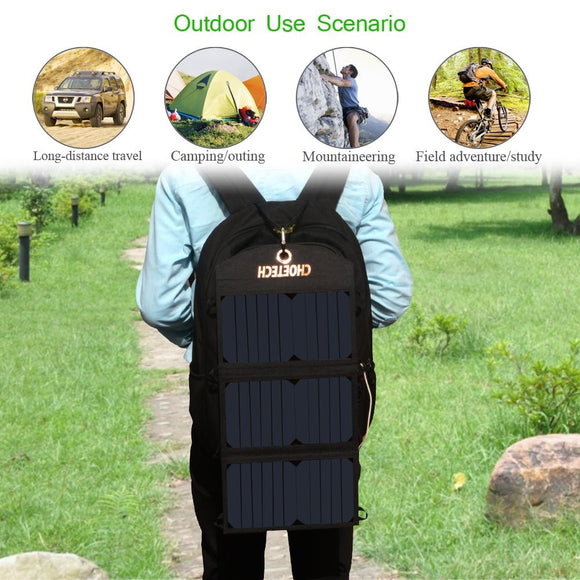 CHOETECH SC001 19W Portable Solar Panel Charger SunPower Panels Dual USB Charger for Camping/RV/Outdoors - RnR Galore