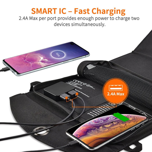 CHOETECH SC001 19W Portable Solar Panel Charger SunPower Panels Dual USB Charger for Camping/RV/Outdoors - RnR Galore