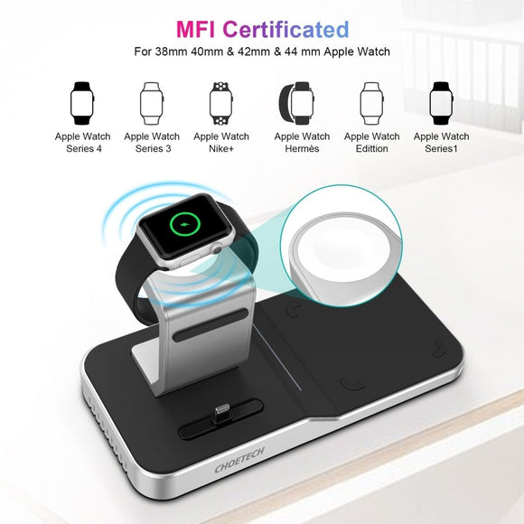 CHOETECH T316 4 - in - 1 Wireless Charging Station for iPhone/Apple Watch/iPod and all Qi Wireless Cell phones - RnR Galore