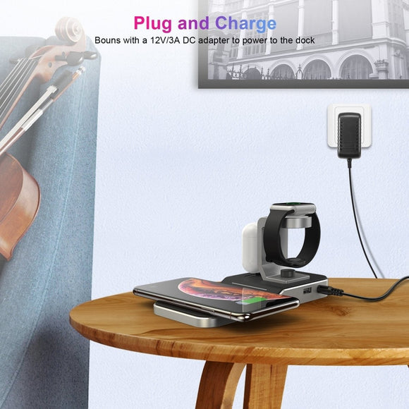 CHOETECH T316 4 - in - 1 Wireless Charging Station for iPhone/Apple Watch/iPod and all Qi Wireless Cell phones - RnR Galore