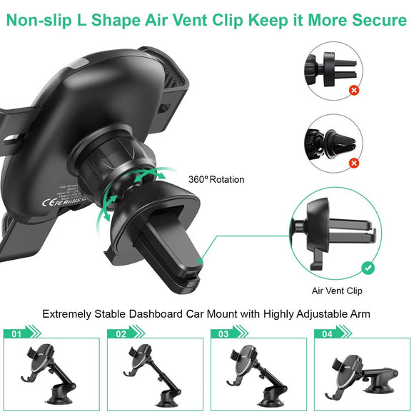 CHOETECH T536 - S Fast Wireless Charging Car Mount Phone Holder - RnR Galore