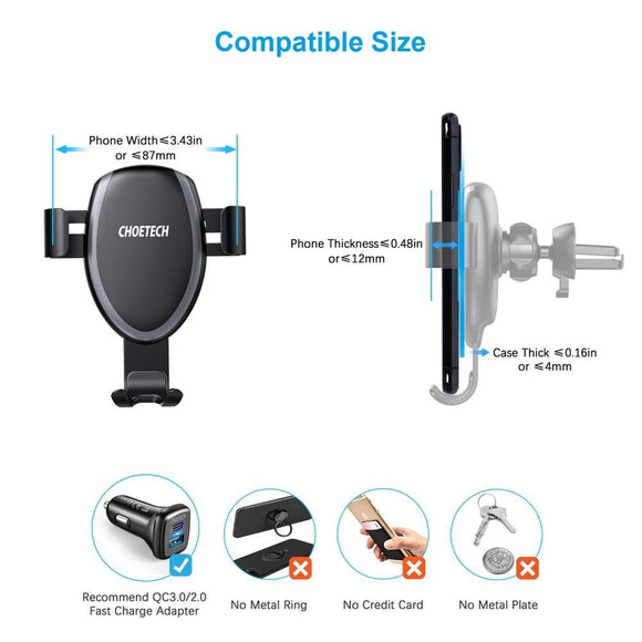CHOETECH T536 - S Fast Wireless Charging Car Mount Phone Holder - RnR Galore