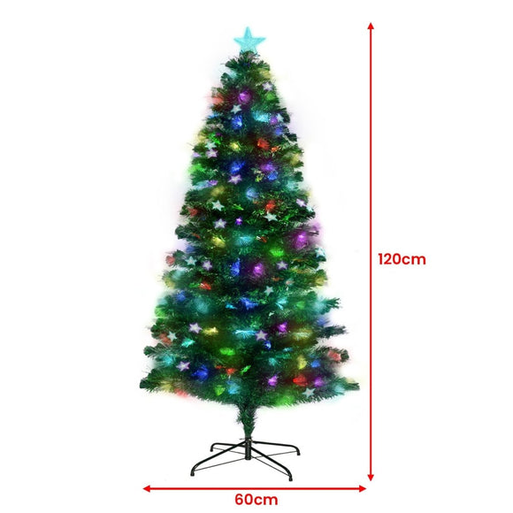 Christabelle 1.2m Enchanted Pre Lit Fibre Optic Christmas Tree Stars Xmas Decor - RnR Galore