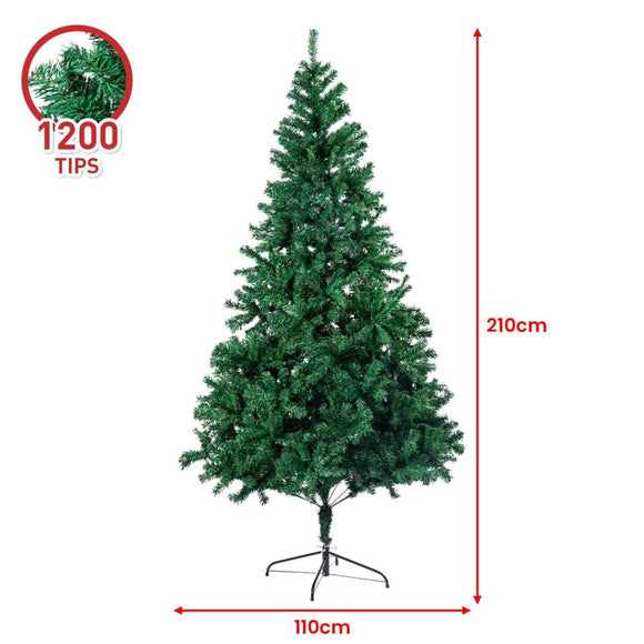 Christabelle Green Christmas Tree 2.1m Xmas Decor Decorations - 1200 Tips - RnR Galore