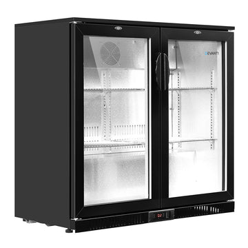 Devanti 198L Bar Fridge Dual Glass Door w/Light Black - RnR Galore
