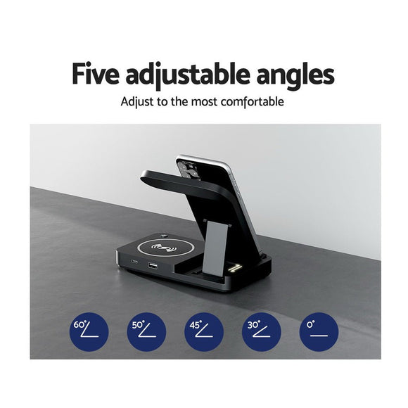 Devanti 4 - in - 1 Wireless Charger Station Fast Charging for Phone Black - RnR Galore