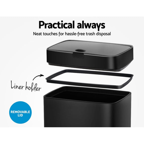 Devanti 45L Motion Sensor Bin Rubbish Automatic Black - RnR Galore