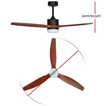 Devanti 52'' Ceiling Fan AC Motor 3 Blades w/Light - Dark Wood - RnR Galore