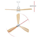 Devanti 52'' Ceiling Fan AC Motor LED Light Remote - Light Wood - RnR Galore