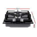Devanti Gas Cooktop 30cm 2 Burner Black - RnR Galore