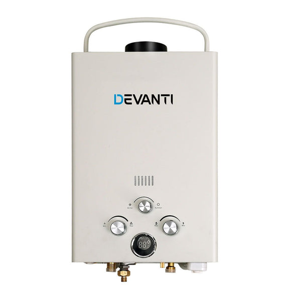 Devanti Portable Gas Water Heater 8L/Min With Pump LPG System Grey - RnR Galore