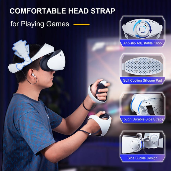 DEVASO Adjustable Head Strap for Playstation VR2, Reduced Pressure Lightweight - RnR Galore