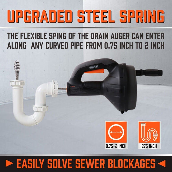 Drain Auger Drain Cleaner Unblocker Auger Sewage Pipe Cleaning Plumbing Tool - RnR Galore