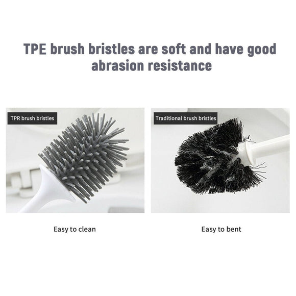 Ecoco Silicone Water Drop Toilet Brush Holder Set Wall - Mounted Cleaning Brush Tool Grey - RnR Galore