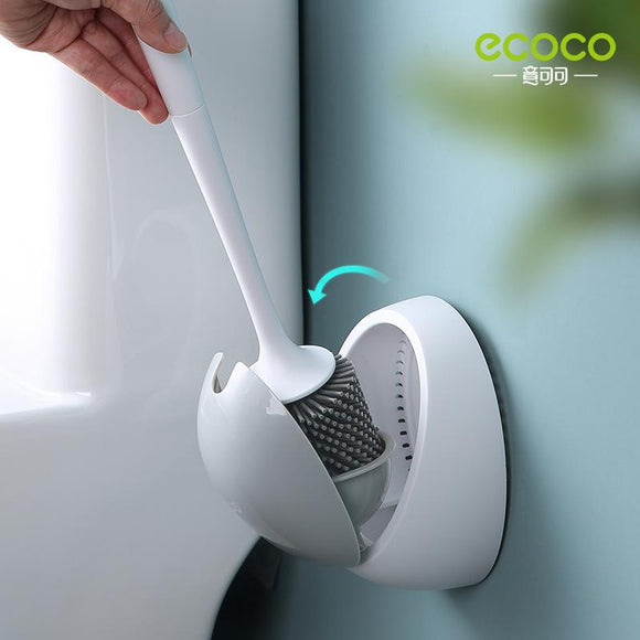 Ecoco Silicone Water Drop Toilet Brush Holder Set Wall - Mounted Cleaning Brush Tool Grey - RnR Galore