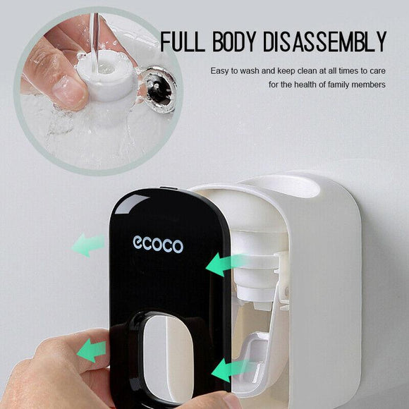Ecoco Wall mount auto ands Free Toothpaste Dispenser Automatic Toothpaste Squeezer Bathroom Toothpaste Holder Black - RnR Galore