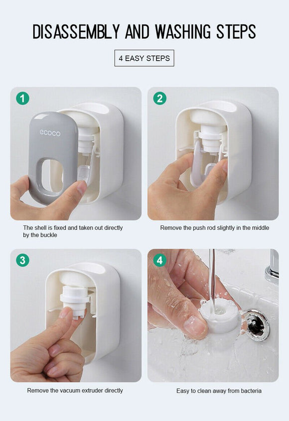 Ecoco Wall mount auto ands Free Toothpaste Dispenser Automatic Toothpaste Squeezer Bathroom Toothpaste Holder Black - RnR Galore