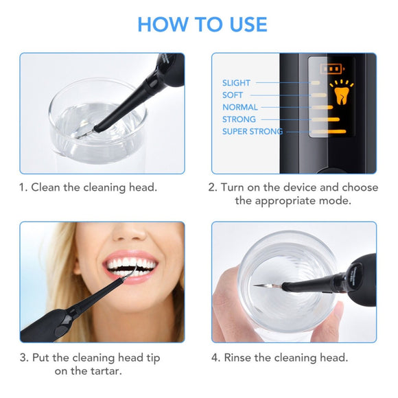 Electric Ultrasonic Dental Tartar Plaque Calculus Tooth Remover Set Kits Cleaner with LED Screen - RnR Galore