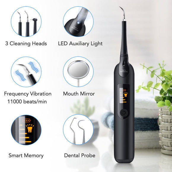 Electric Ultrasonic Dental Tartar Plaque Calculus Tooth Remover Set Kits Cleaner with LED Screen - RnR Galore