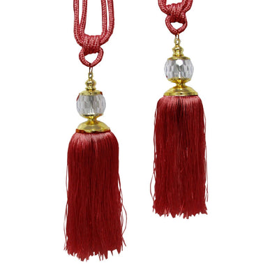 Elizabeth Pair of Curtain Tassel Rope Ties Red/Gold - RnR Galore