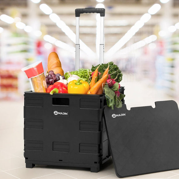 Emajin Foldable Shopping Cart Trolley Grocery Basket Rolling Wheel Portable 35KG - RnR Galore