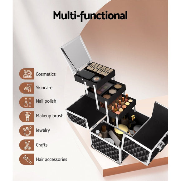 Embellir Makeup Case Beauty Organiser Bag Travel Large Cosmetic Storage Portable - RnR Galore