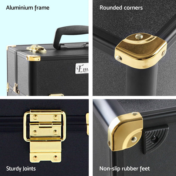 Embellir Portable Cosmetic Beauty Makeup Case - Black & Gold - RnR Galore