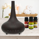 Essential Oil Diffuser Ultrasonic Humidifier Aromatherapy LED Light 200ML 3 Oils - Dark Wood Grain - RnR Galore