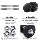 Everfit 10kg Dumbbell Set Weight Plates Dumbbells Lifting Bench - RnR Galore
