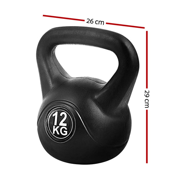 Everfit 12kg Kettlebell Set Weight Lifting Bench Dumbbells Kettle Bell Gym Home - RnR Galore