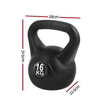 Everfit 16kg Kettlebell Set Weight Lifting Bench Dumbbells Kettle Bell Gym Home - RnR Galore
