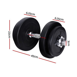 Everfit 20kg Dumbbell Set Weight Plates Dumbbells Lifting Bench - RnR Galore