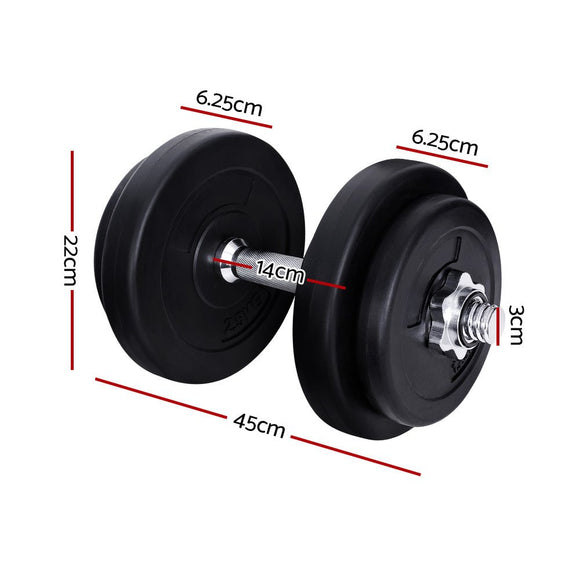 Everfit 20kg Dumbbell Set Weight Plates Dumbbells Lifting Bench - RnR Galore