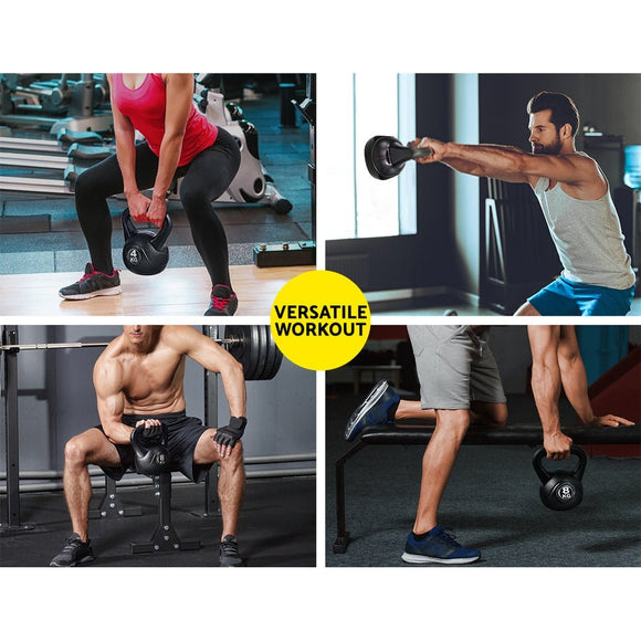 Everfit 22kg Kettlebell Set Weight Lifting Kettlebells Bench Dumbbells Gym Home - RnR Galore