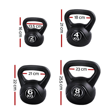 Everfit 22kg Kettlebell Set Weight Lifting Kettlebells Bench Dumbbells Gym Home - RnR Galore