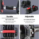 Everfit 24kg Dumbbells Adjustable Dumbbell Weight Plates Home Gym 2pcs - RnR Galore