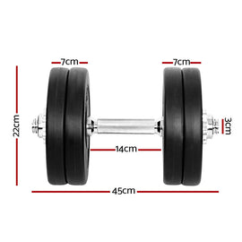Everfit 25kg Dumbbell Set Weight Plates Dumbbells Lifting Bench - RnR Galore