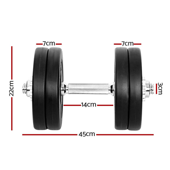 Everfit 25kg Dumbbell Set Weight Plates Dumbbells Lifting Bench - RnR Galore