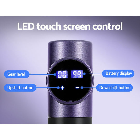 Everfit 30 Speed Massage Gun 4 Heads Vibration Muscle Massager Chargeable Purple - RnR Galore