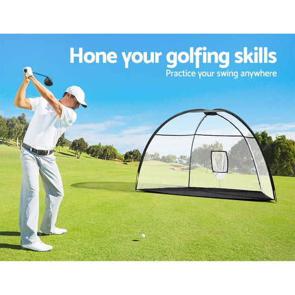 Everfit 3.5m Golf Practice Net Portable Training Aid Driving Target Tent Black - RnR Galore
