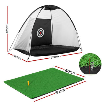 Everfit 3M Golf Practice Net And Training Mat Set Driving Target Black - RnR Galore