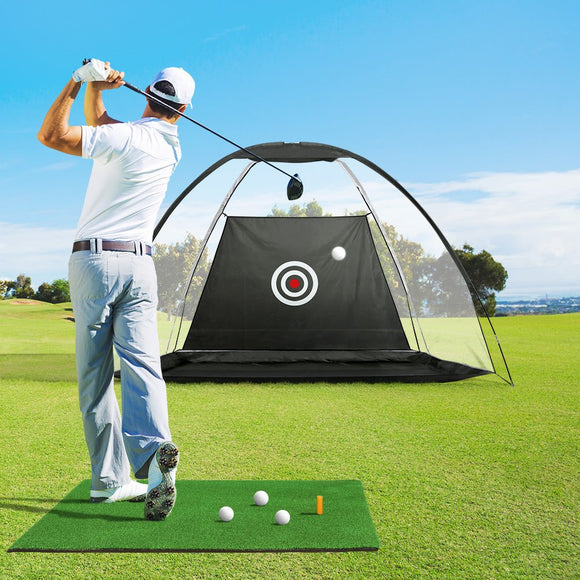 Everfit 3M Golf Practice Net And Training Mat Set Driving Target Black - RnR Galore