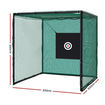 Everfit 3m Golf Practice Net Hitting Cage with Steel Frame Baseball Training - RnR Galore