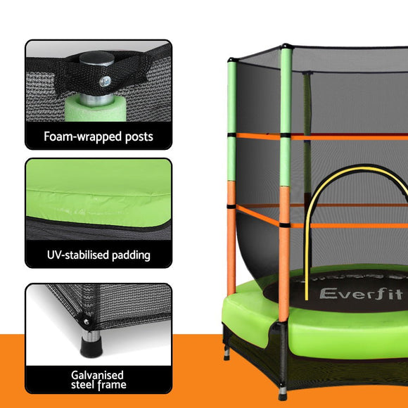 Everfit 4.5FT Trampoline for Kids Trampoline w/ Enclosure Safety Net Rebounder Gift Green - RnR Galore