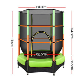 Everfit 4.5FT Trampoline for Kids Trampoline w/ Enclosure Safety Net Rebounder Gift Green - RnR Galore
