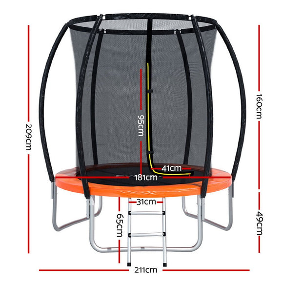 Everfit 6FT Trampoline for Kids w/ Ladder Trampoline Enclosure Safety Net Rebounder Orange - RnR Galore