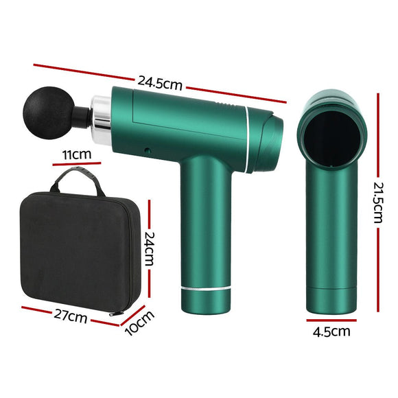 Everfit Massage Gun 30 Speed 6 Heads Vibration Muscle Massager Chargeable Green - RnR Galore