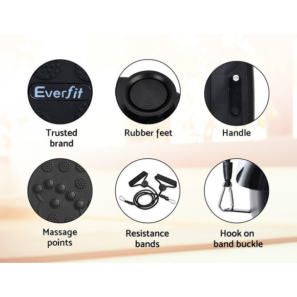 Everfit Vibration Machine Platform Vibrator With Resistance Rope Home Gym Black - RnR Galore