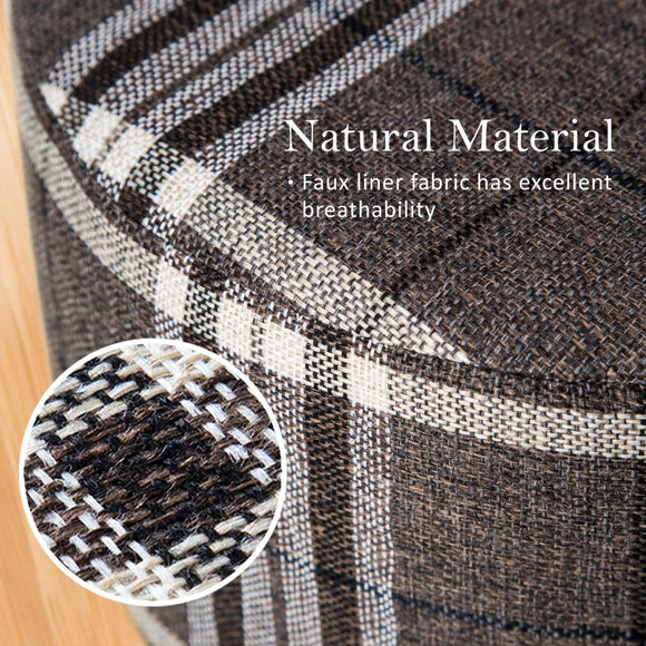 Fabric Ottoman Round Wooden Leg Foot Stool - LATTICE - RnR Galore